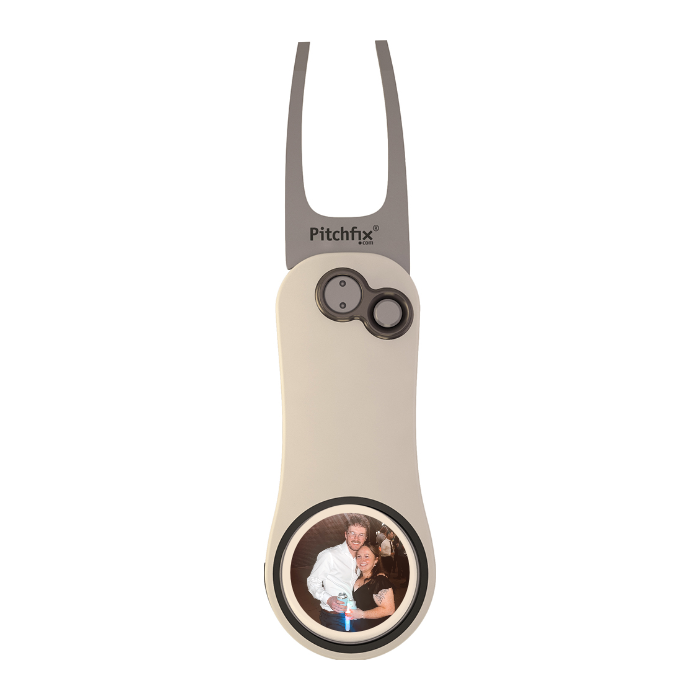 White/Blue Pitchfix Hybrid 2.0 Divot Tool