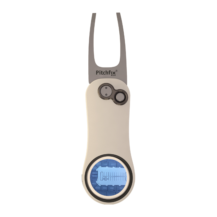White/Blue Pitchfix Hybrid 2.0 Divot Tool