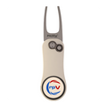 White/Blue Pitchfix Hybrid 2.0 Divot Tool