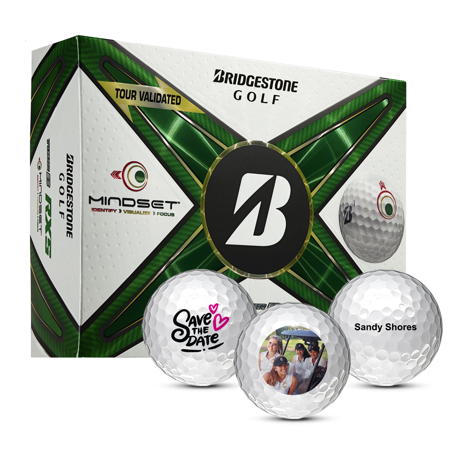 Custom Bridgestone Tour B RXS MindSet Golf Balls