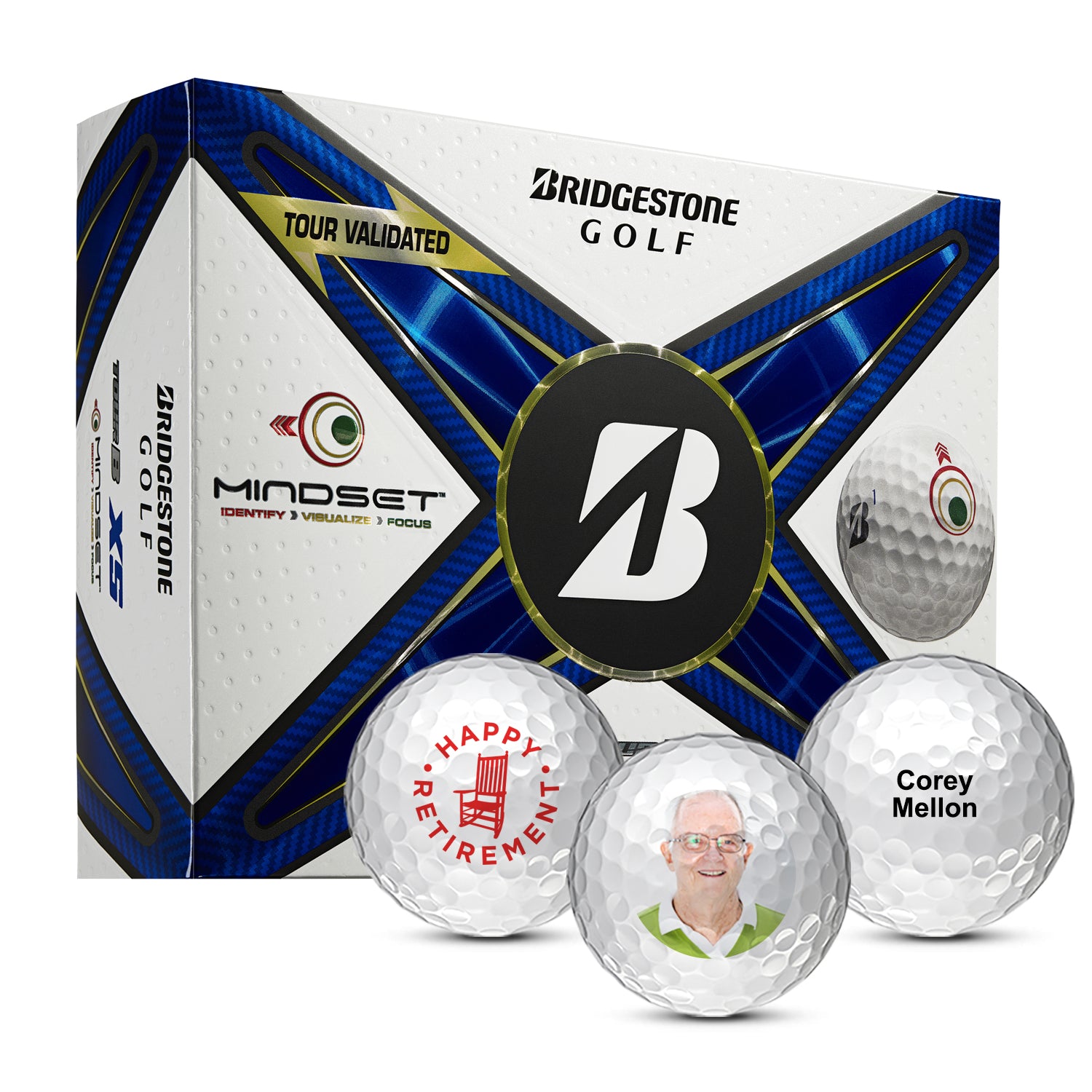 Custom Bridgestone Tour B XS MindSet Golf Balls