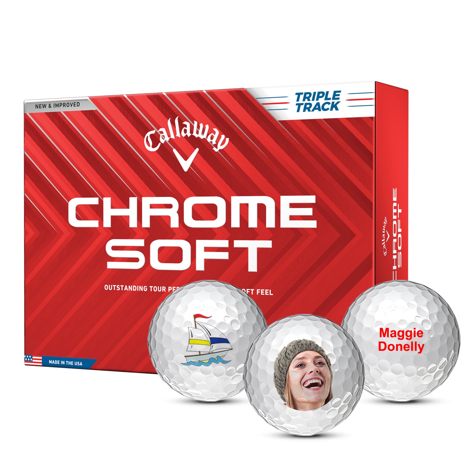 Custom Callaway Chrome Soft Triple Track Golf Balls One Dozen