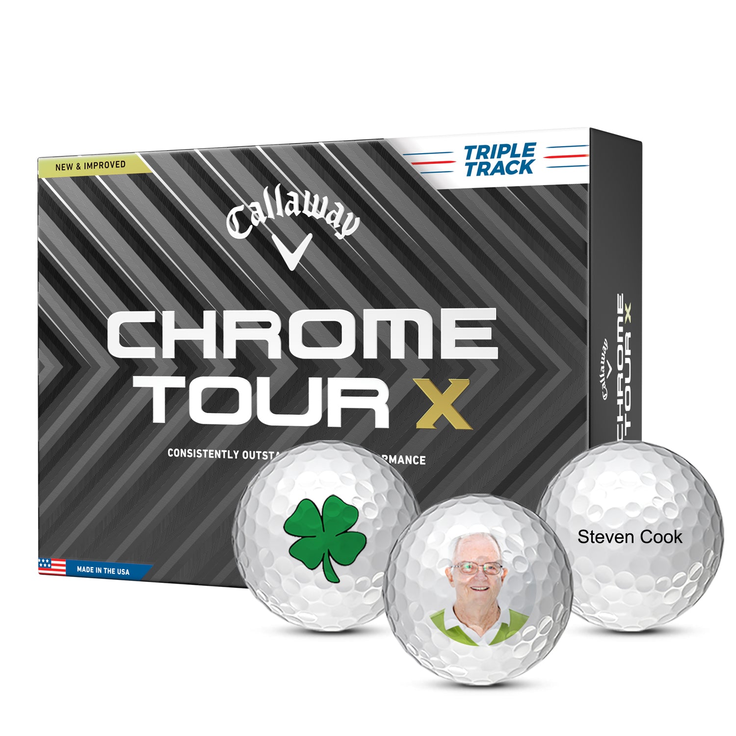 Custom Callaway Chrome Tour X Triple Track Golf Balls One Dozen