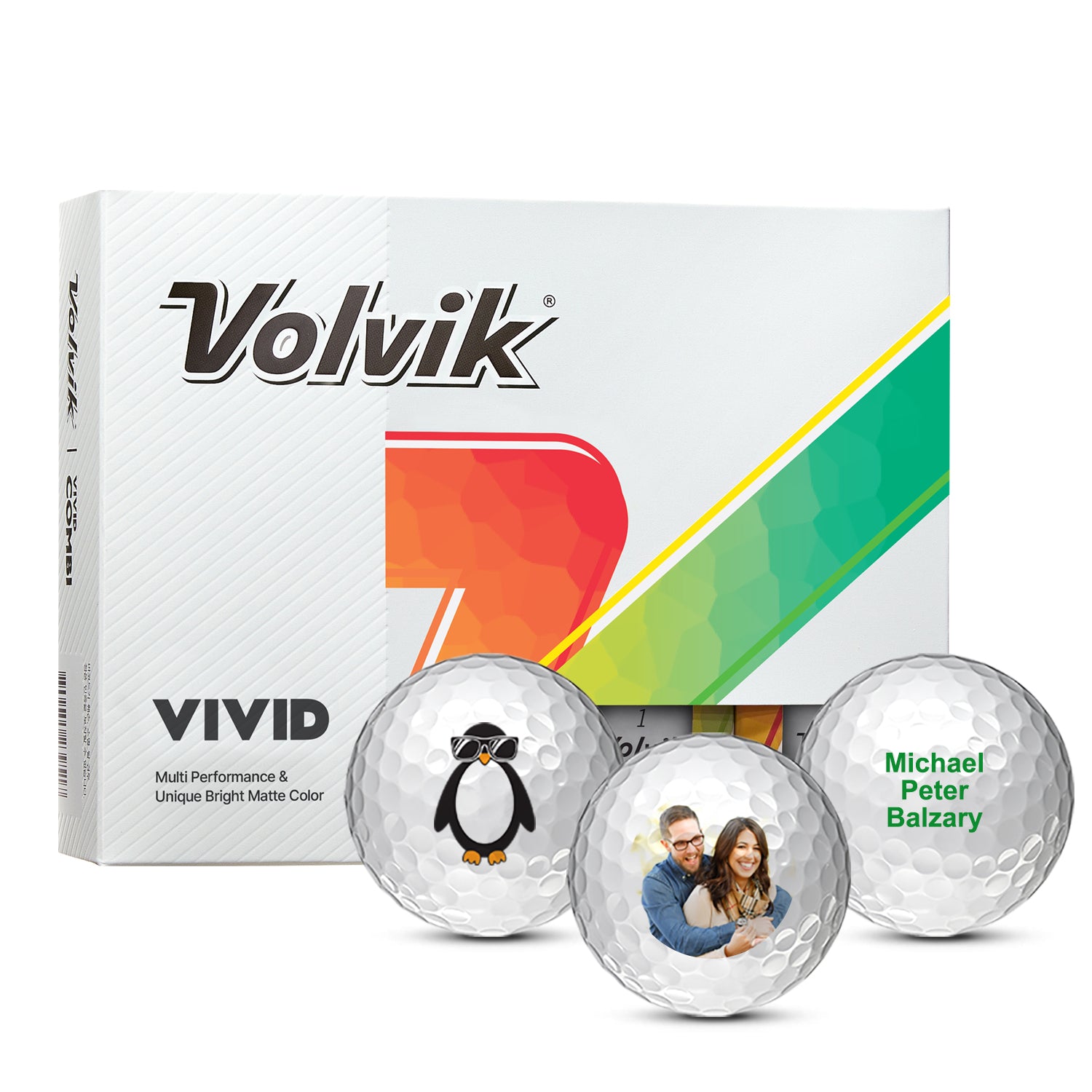 Custom Volvik Vivid White Golf Balls