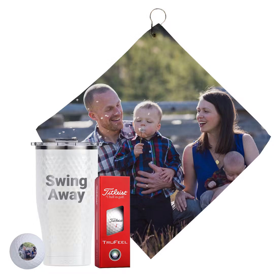 Chaser W/ Golf Towel & Sleeve of Titleist TruFeel Golf Balls Laser Engraved