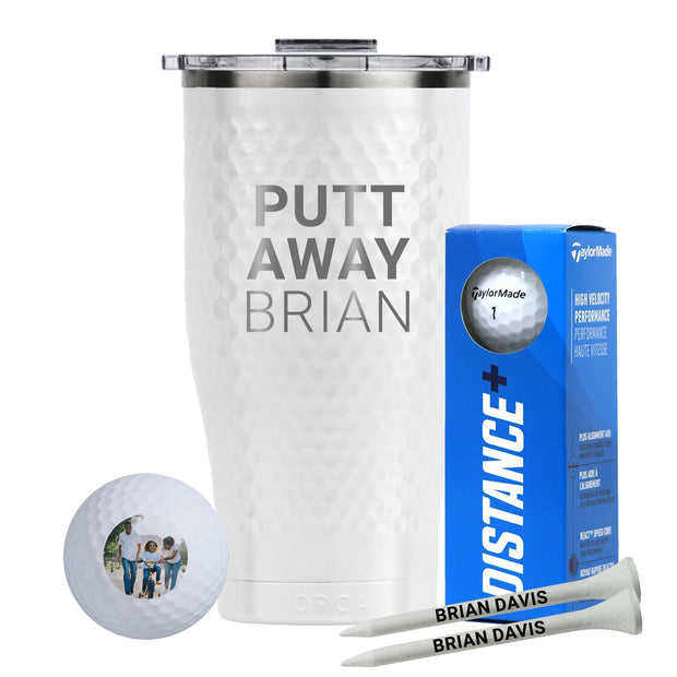 27 Oz Orca Chaser W/Sleeve of TaylorMade Distance Plus W/ Tees Laser Engraved