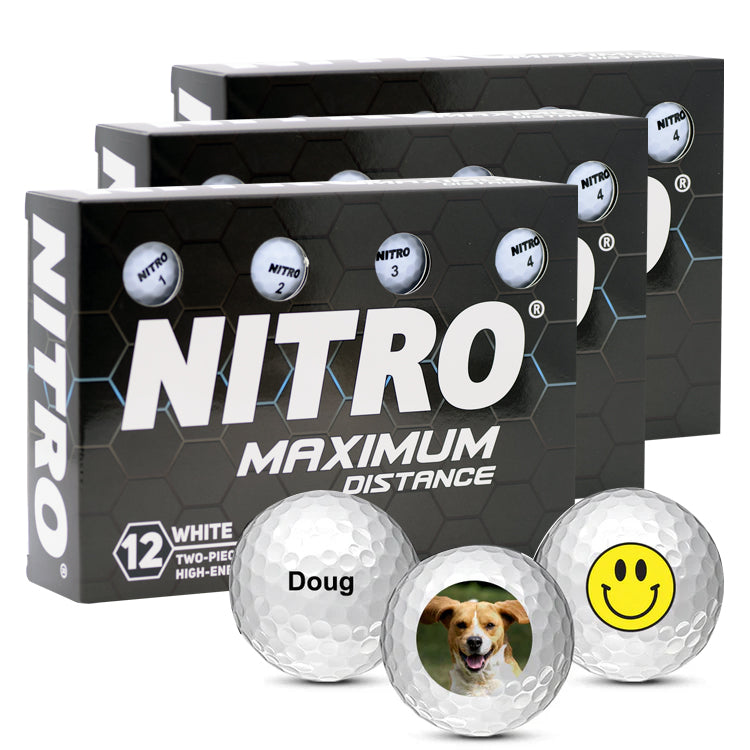 Custom Nitro Maximum Distance Golf Balls - 3 For $35