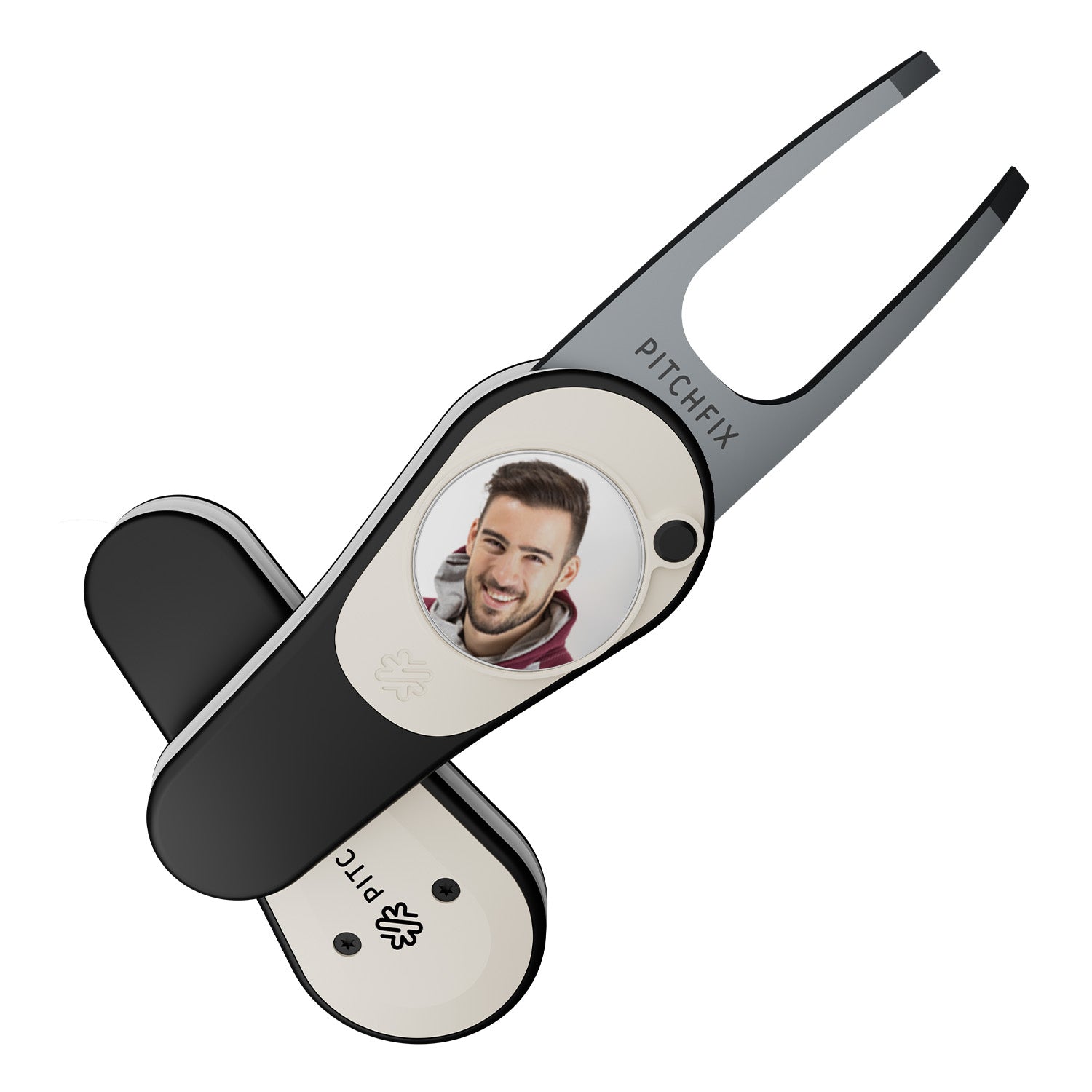 Pitchfix Icon Divot Tool with Custom Ball Marker (Black)