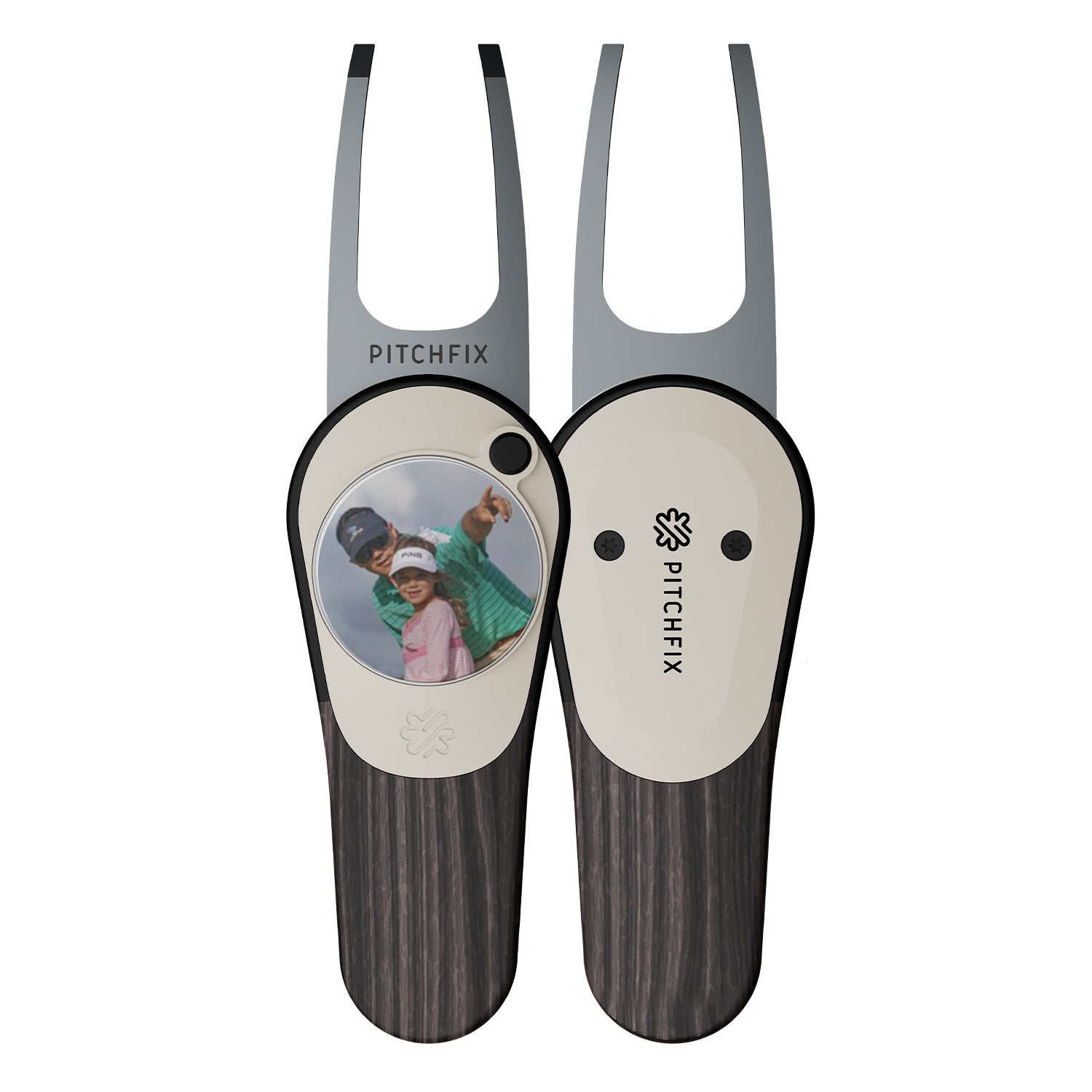 Pitchfix Woodie Divot Tool with Custom Ball Marker (Black Ash)