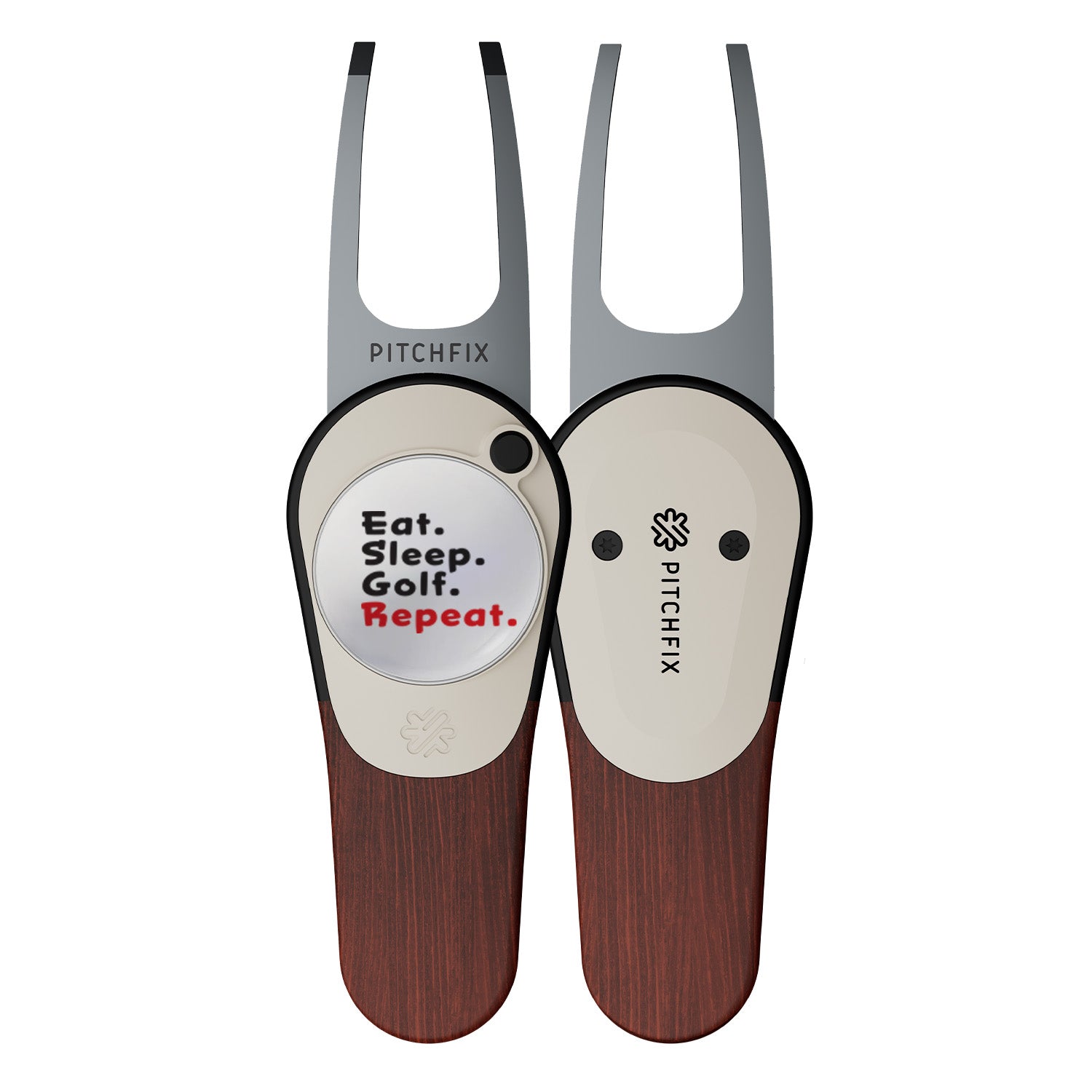 Pitchfix Woodie Divot Tool with Custom Ball Marker (Cherry)