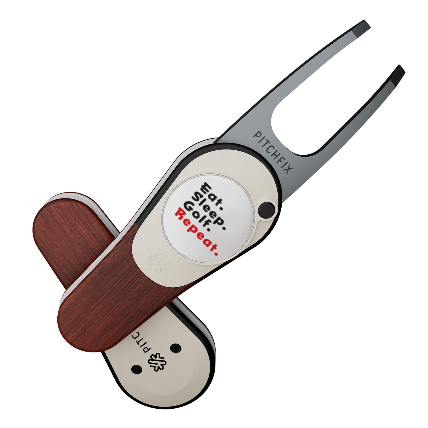 Pitchfix Woodie Divot Tool with Custom Ball Marker (Cherry)