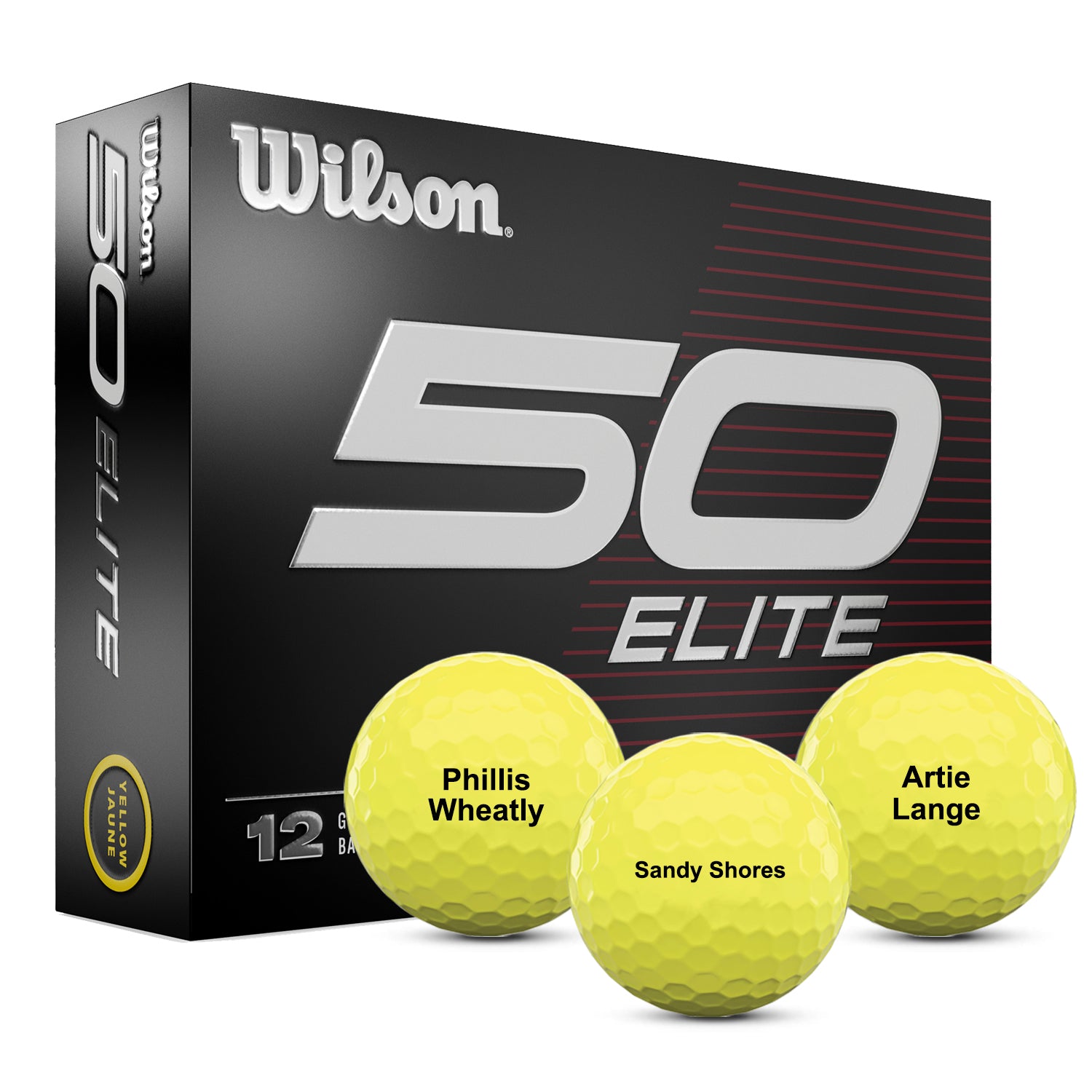 Custom Wilson 50 Elite Yellow Golf Balls