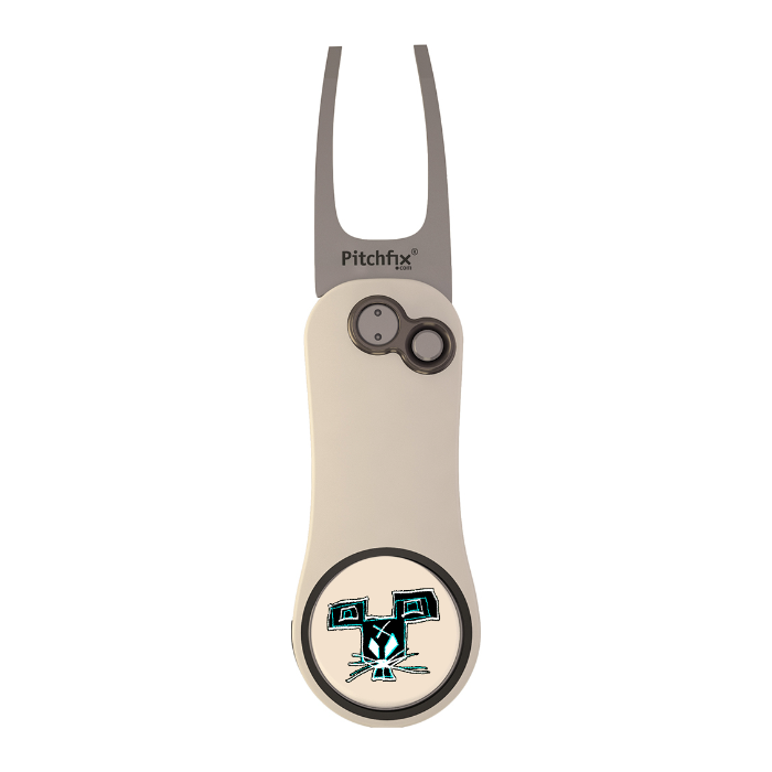 White/Blue Pitchfix Hybrid 2.0 Divot Tool