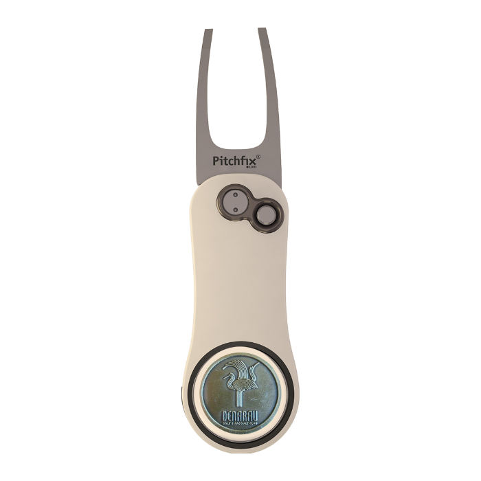White/Blue Pitchfix Hybrid 2.0 Divot Tool