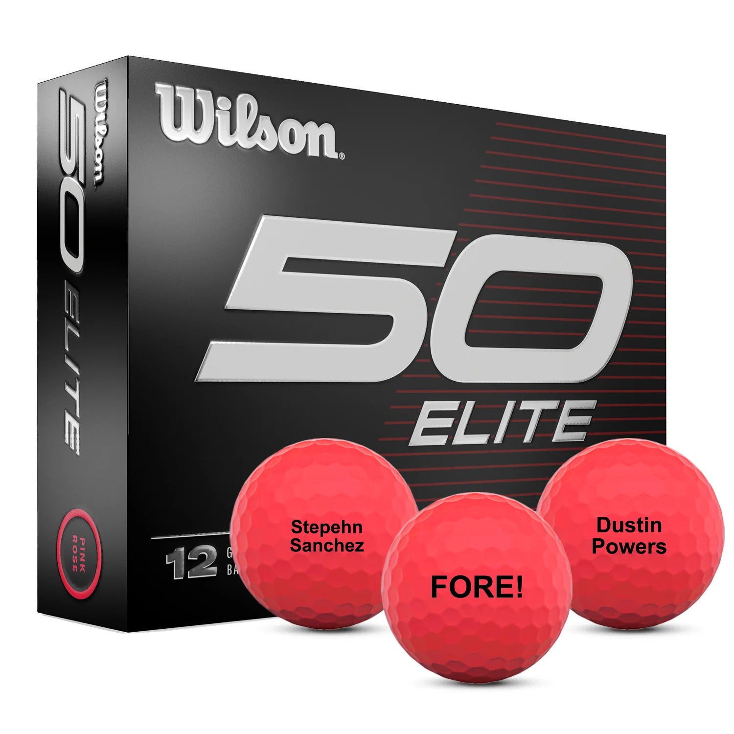 Wilson 50 Elite Pink Golf Balls One Dozen