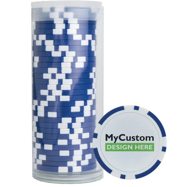 30 Blue Poker Chips in Tube